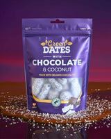 Dadler med belgisk chokolade & kokos