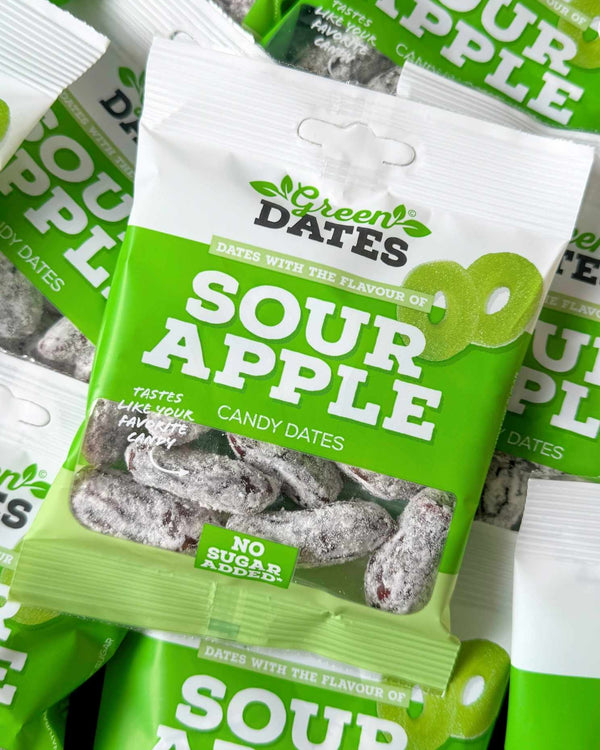 Sour Raspberry Dates Green Dates - originale, dansk produceret dadelsnacks